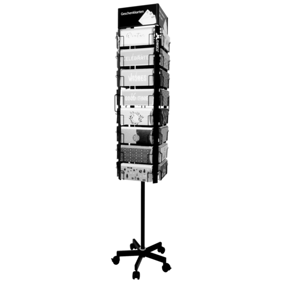 Boden-Drehdisplay „Geschenkkarten-Drehdisplay gross“ | Ø 460 mm 1900 mm, RAL 9005, schwarz