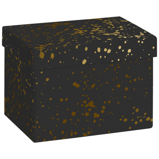 Geschenkbox „Sprenkel“ | 12×12×16,5 cm, 120 g/m², schwarz