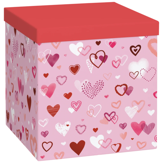 Geschenkbox „Amaia“ | 23×24×23 cm, 120 g/m², rosa/rot