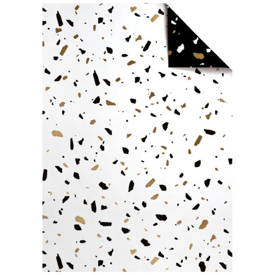Geschenkpapier-Bogen „Terrazzo“ | 100×70 cm, 80 g/m², weiß/schwarz