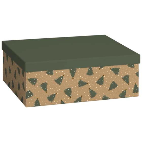 Geschenkbox | 24×12×33 cm, 120 g/m², dunkelgrün/braun