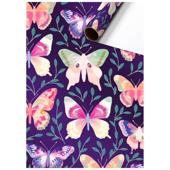 Geschenkpapier „Louka“ | 70 cm × 1,5 m, 76 g/m², dunkelviolett/bunt