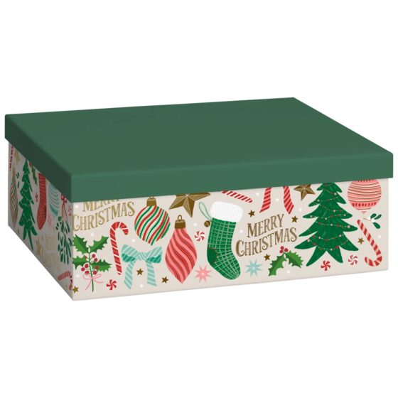 Geschenkbox „Charlize“ | 24×12×33 cm, 120 g/m², beige/dunkelgrün