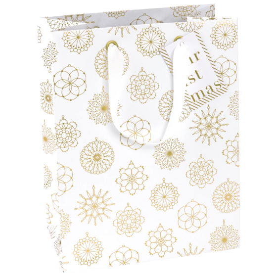 Geschenktasche „Jamila weiss“ | 23×30×13 cm, 230 g/m², weiß