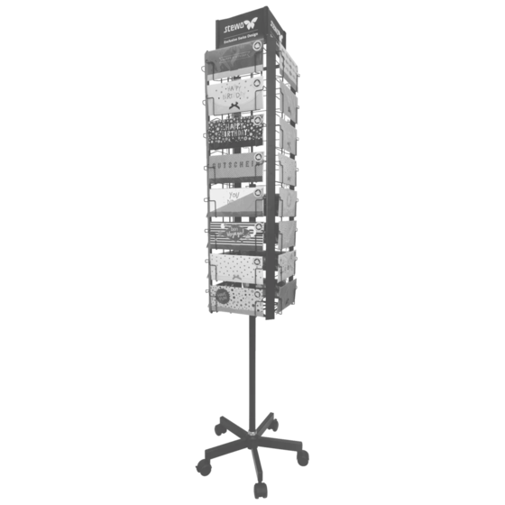 Boden-Drehdisplay „Geschenkkarten-Drehdisplay gross“ | Ø 460 mm 1900 mm, RAL 9005, schwarz
