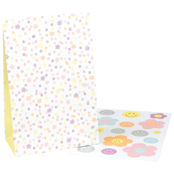 Bodenbeutel-Set „Nea“ | 12,5×19×6,5 cm, 110 g/m², weiß/mehrfarbig, pastell