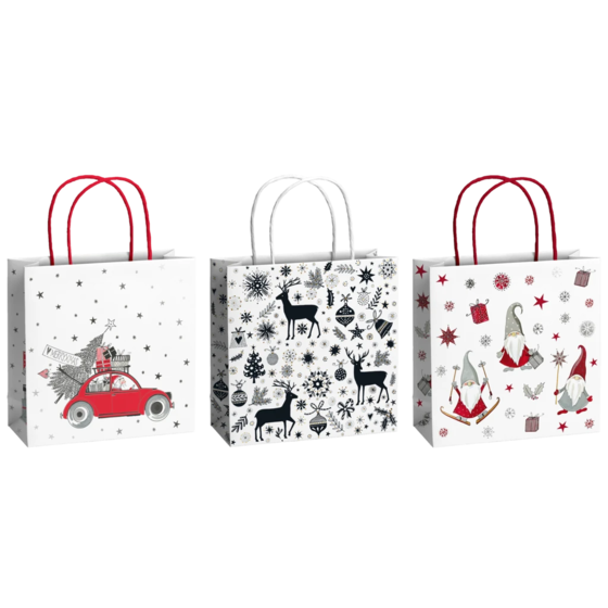 Geschenktaschen-Set „Nisse“ | 20×20×8 cm, 200 g/m², weiß
