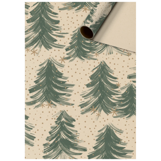 Geschenkpapier „Inverno“ | 70 cm × 2 m, 70 g/m², dunkelgrün/hellbraun