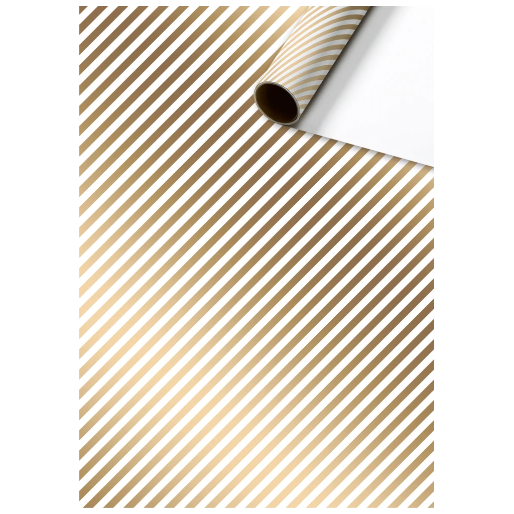 Geschenkpapier „Stribe“ | 70 cm × 2 m, 80 g/m², weiß/gold