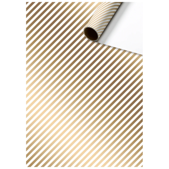 Geschenkpapier „Stribe“ | 70 cm × 2 m, 80 g/m², weiß/gold