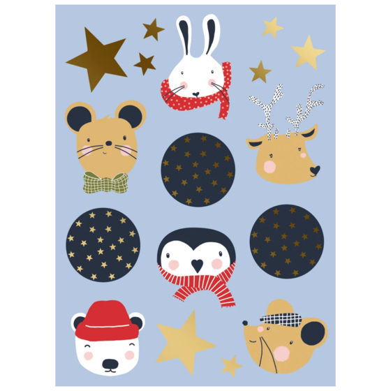 Aufkleber Bogen „Malik“ | 110×150 mm, hellblau, 4 Blatt