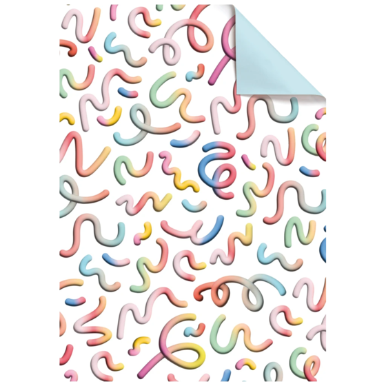 Geschenkpapier-Bogen „Mixa“ | 100×70 cm, 80 g/m², weiß/mehrfarbig, pastell
