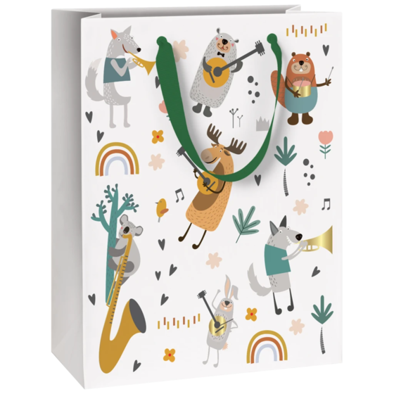 Geschenktasche „Musicstars“ | 23×30×13 cm, 180 g/m², weiß