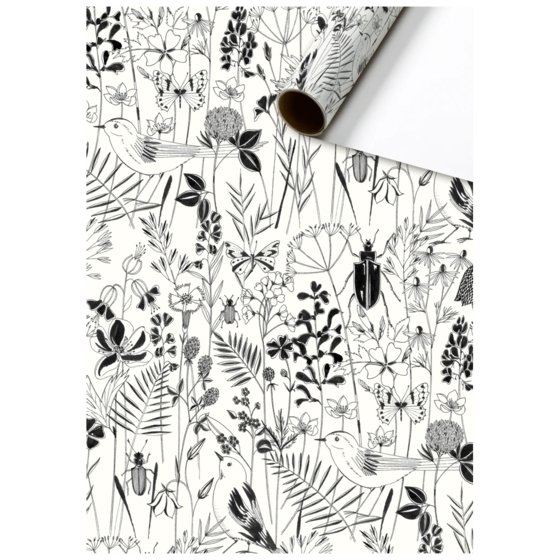 Geschenkpapier „Fiella“ | 70 cm × 2 m, 80 g/m², weiß/schwarz