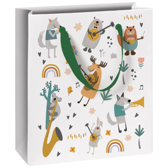 Geschenktasche „Musicstars“ | 18×21×8 cm, 180 g/m², weiß