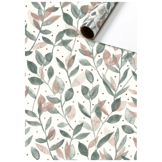 Geschenkpapier „Merrit“ | 70 cm × 2 m, 80 g/m², weiß/salbei