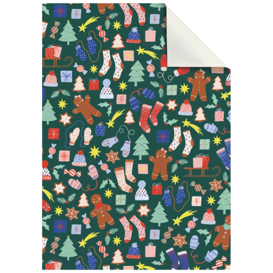 Geschenkpapier-Bogen „Marioka“ | 100×70 cm, 70 g/m², grün