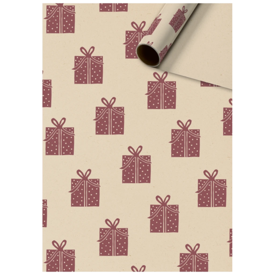 Geschenkpapier „Leano“ | 70 cm × 2 m, 70 g/m², beige/bordeaux