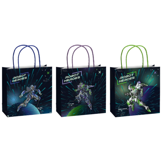 Geschenktaschen-Set „Robot“ | 20×20×8 cm, 200 g/m², dunkelblau