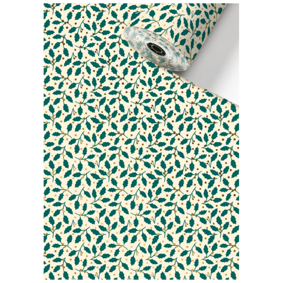 Geschenkpapier Sécaré-Rolle „Hatty“ | 70 cm × 250 m, 80 g/m², hellbeige/grün