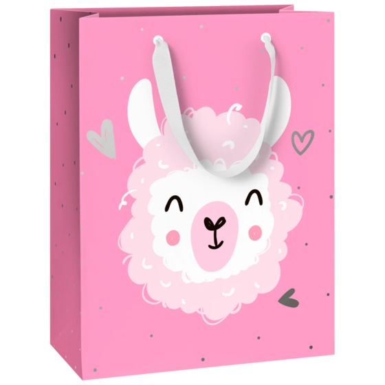 Geschenktasche „Cute Alpaka“ | 23×30×13 cm, 180 g/m², pink