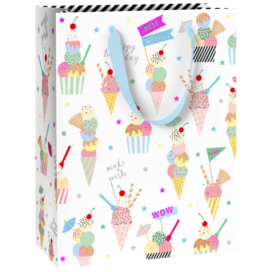 Geschenktasche „Gelato“ | 23×30×13 cm, 250 g/m², weiß