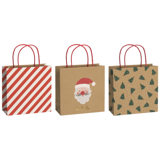 Geschenktaschen-Set „Kian“ | 20×20×8 cm, 200 g/m², rot/braun, 3 Stück