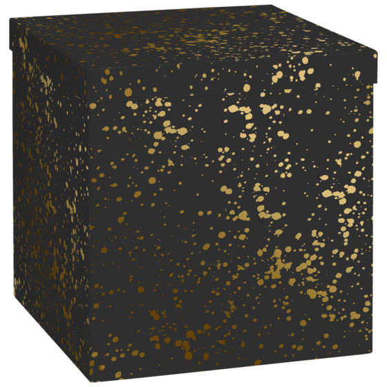 Geschenkbox „Sprenkel“ | 23×24×23 cm, 120 g/m², schwarz