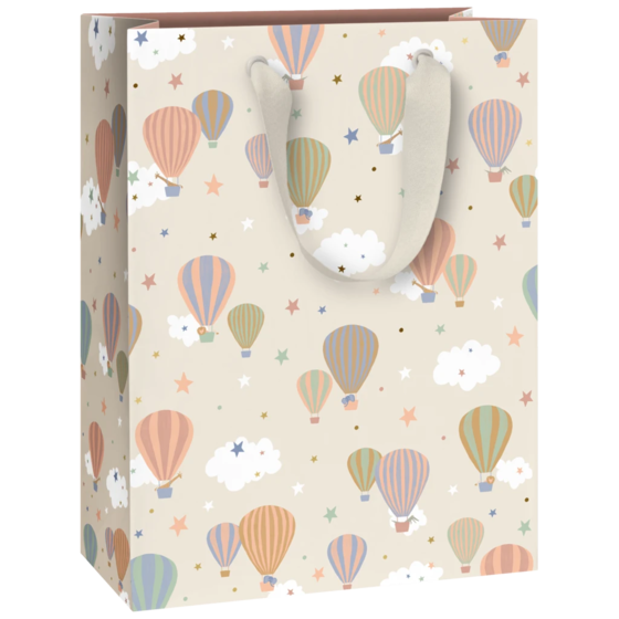 Geschenktasche „Mimmo“ | 23×30×13 cm, 250 g/m², weiß/beige