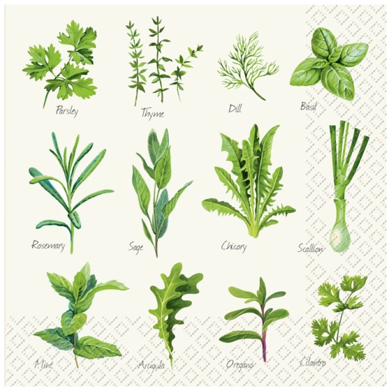 Servietten „Herb“ | 33×33 cm, weiß/grün, 20 Stück