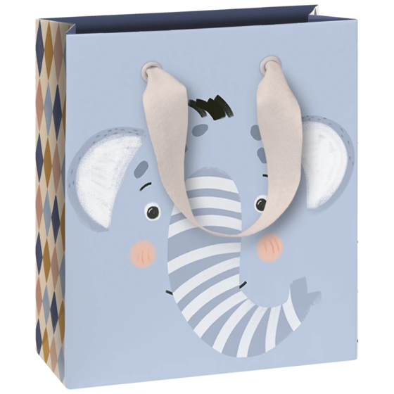 Geschenktasche „Buba“ | 18×21×8 cm, 230 g/m², hellblau/hellbraun