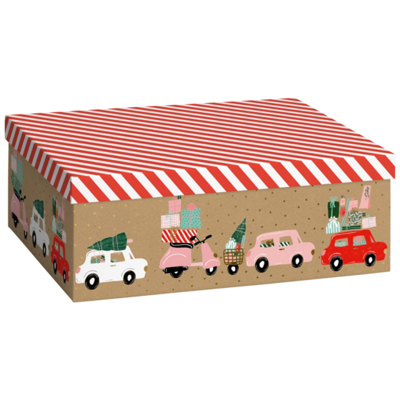 Geschenkbox „Anette“ | 24×12×33 cm, 120 g/m², rot/hellbraun
