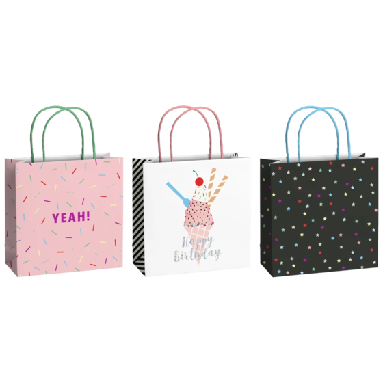 Geschenktaschen-Set „Gelato“ | 20×20×8 cm, 200 g/m², mehrfarbig