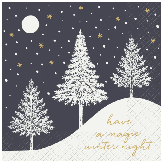Servietten „Hiver“ | 33×33 cm, schwarz, 20 Stück