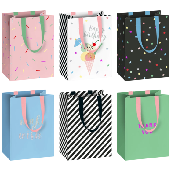Geschenktasche „Gelato“ | 10×14×8 cm, 200 g/m², mehrfarbig