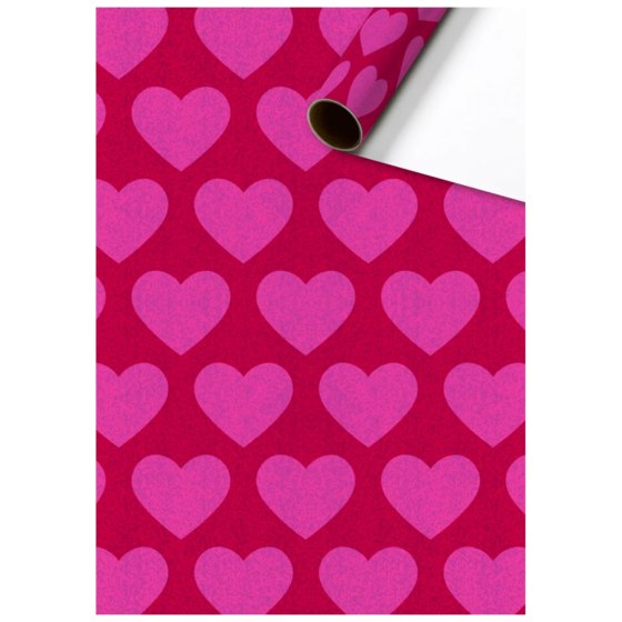 Papier cadeau « Askja » | 70 cm × 1,5 m, 76 g/m², rose vif/rouge