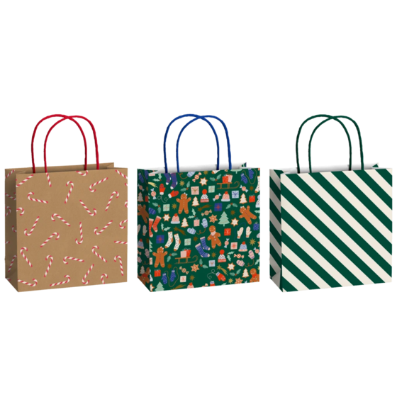 Geschenktaschen-Set „Marioka“ | 20×20×8 cm, 200 g/m², dunkelgrün/braun