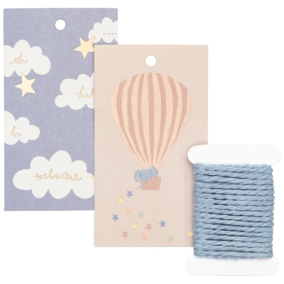Geschenkanhänger-Set „Mimmo“ | beige/blau