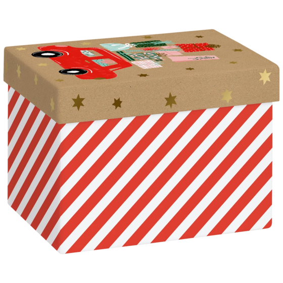 Geschenkbox „Anette“ | 12×12×16,5 cm, 120 g/m², rot/hellbraun