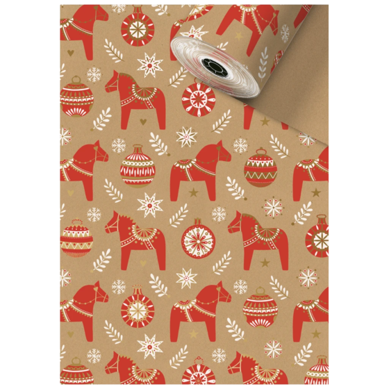 Geschenkpapier Sécaré-Rolle „Dala“ | 70 cm × 250 m, 70 g/m², rot/hellbraun