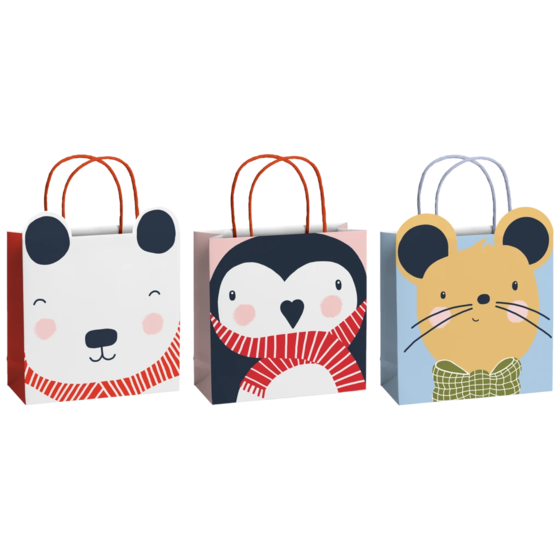 Geschenktaschen-Set „Malik“ | 20×20×8 cm, 200 g/m², weiß/caramel, 3 Stück