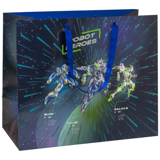 Geschenktasche „Robot“ | 45×38×22 cm, 250 g/m², dunkelblau