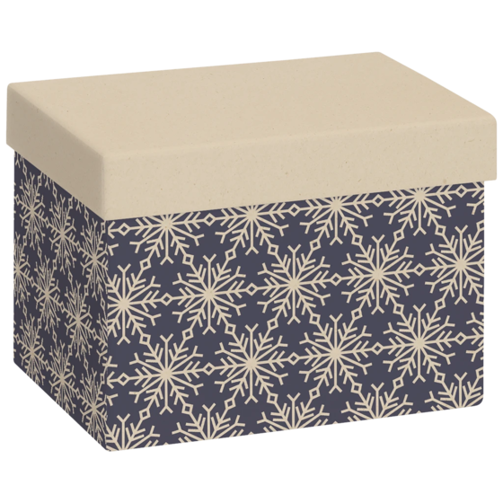 Geschenkbox „Isobel“ | 12×12×16,5 cm, 160 g/m², dunkelblau/hellbraun