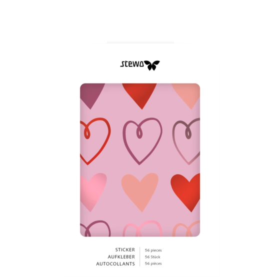 Aufkleber Bogen „Amaia“ | 110×150 mm, rosa/rot, 4 Blatt