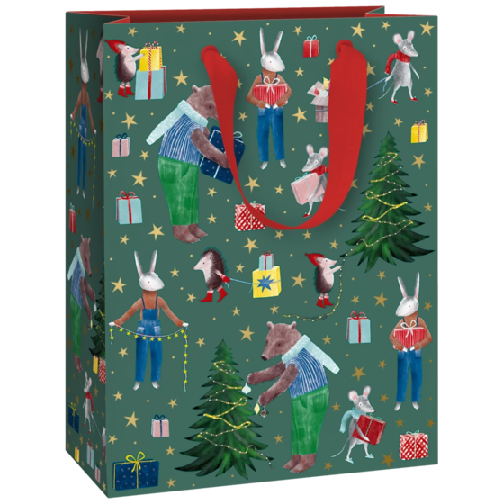Geschenktasche „Melin“ | 23×30×13 cm, 250 g/m², dunkelgrün