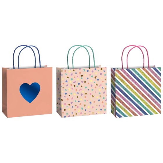 Geschenktaschen-Set „Naoki“ | 20×20×8 cm, 200 g/m², bunt, 3 Stück
