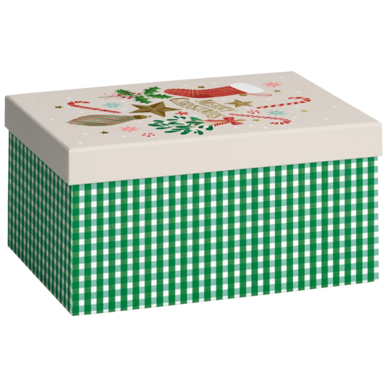 Geschenkbox „Charlize“ | 16×12×24 cm, 120 g/m², beige/dunkelgrün