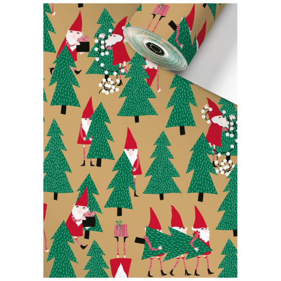 Geschenkpapier Sécaré-Rolle „Walda“ | 70 cm × 250 m, 80 g/m², dunkelgrün/gold