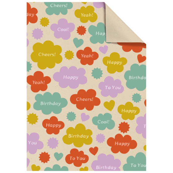Geschenkpapier-Bogen „Jorin“ | 50×70 cm, 70 g/m², hellbraun/mehrfarbig