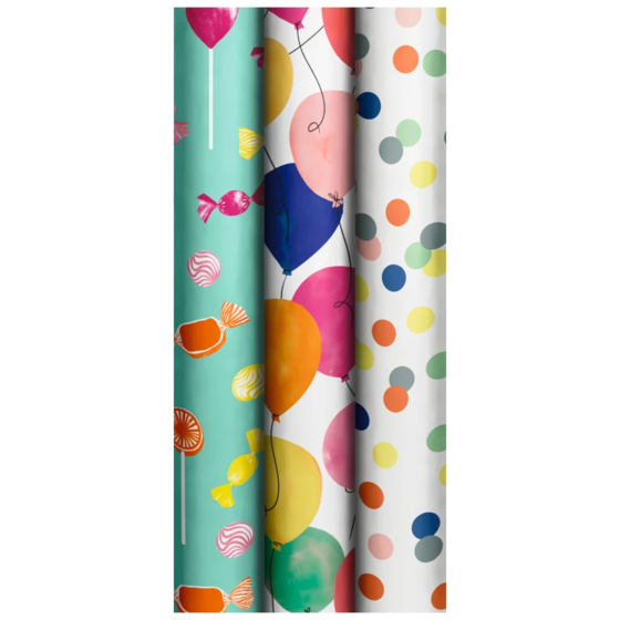 Geschenkpapier „Candy Fun“ | 70 cm × 2 m, 80 g/m², sortiert